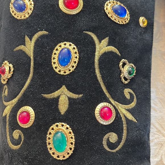 Zalo beaded & embroidered black suede tall boots - Picture 7 of 13